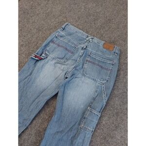 VTG Y2K Tommy Hilfiger Jeans Womens 7 Baggy Carpenter Cargo Boot Flare Flag Loop